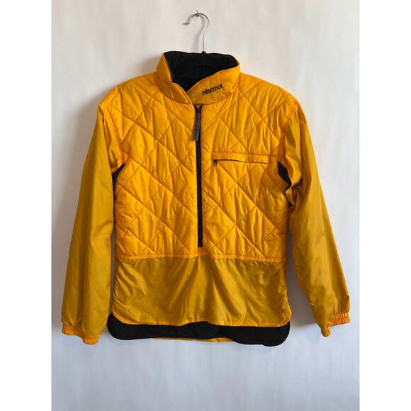 MARMOT WOMENS DRICLIME MIDWEIGHT FLEECE LINED PULL OVER JACKET YELLOW BLACK SML0 - Picture 1 of 13